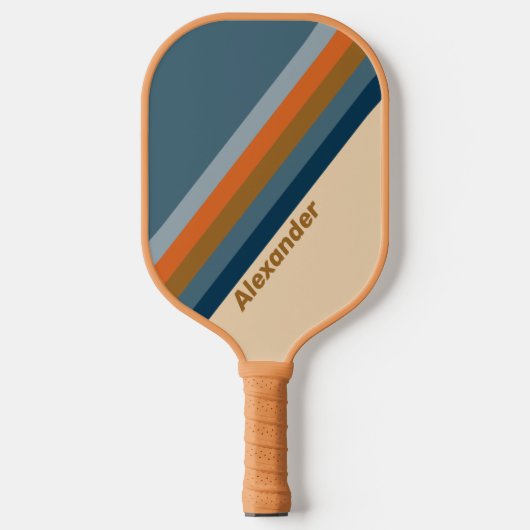 Sport Indigo Horizon Stripes with Name Pickleball Schläger (Vorderseite)
