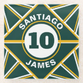 Sport Inspirierter Untersetzer aus Grün und Gelb (Vorderseite)