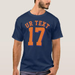 Sport-Jersey-Entwurf der Marine-Blau-u. T-Shirt<br><div class="desc">Sport-Jersey-Entwurf der Marine-Blau-u. Orangen-Erwachsen-| • Das Jersey-T - Shirt der Männer</div>