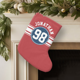 Sport-Jersey-Marine-Blau u. rote Kleiner Weihnachtsstrumpf