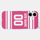 Sport Jersey mit Name und Nummer - Rosa Weiß Case-Mate iPhone Hülle (Rückseite (Horizontal))
