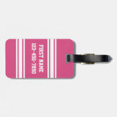 Sport Jersey mit Name und Nummer - Rosa Weiß Gepäckanhänger (Rückseite horizontal)