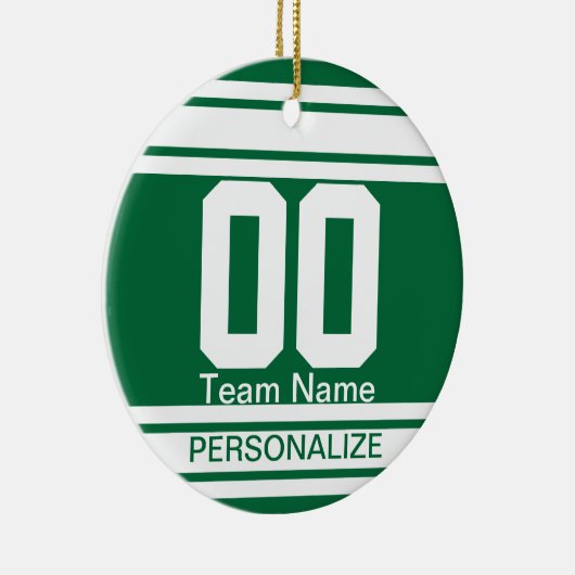 Sport Jersey White Stripes DIY Dark Green | Keramikornament (Rechts)