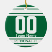 Sport Jersey White Stripes DIY Dark Green | Keramikornament (Vorne)