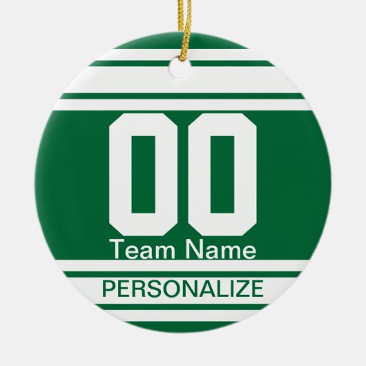 Sport Jersey White Stripes DIY Dark Green | Keramikornament (Vorne)