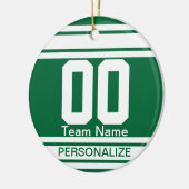 Sport Jersey White Stripes DIY Dark Green | Keramikornament (Links)