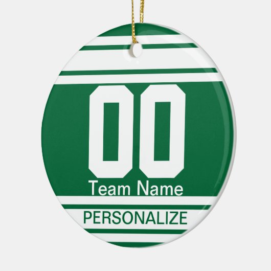 Sport Jersey White Stripes DIY Dark Green | Keramikornament (Links)