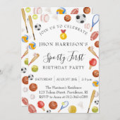 Sport Kids Moderne Geburtstagsparty Einladung (Vorne/Hinten)