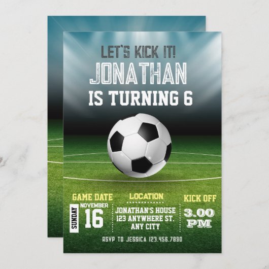 Sport Kinder Fußball Geburtstag Einladung (Vorne/Hinten)