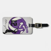 Sport Lila Volleyball | DIY Name & Number Gepäckanhänger (Vorderseite horizontal)