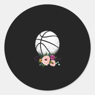 Sport Lover   Basketball und Blume Liebe Runder Aufkleber