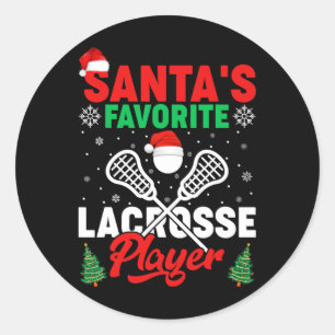 Sport Lover Santa's Lieblingsspiel Lacrosse Player Runder Aufkleber