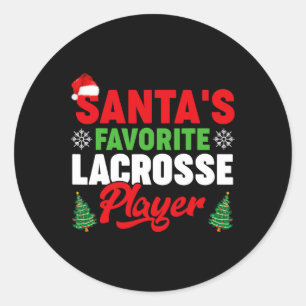 Sport Lover Santa's Lieblingsspiel Lacrosse Player Runder Aufkleber