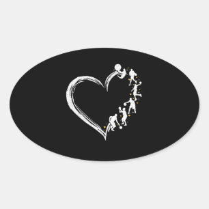 Sport Lover   Spieler Basketball Liebe Herz Ovaler Aufkleber
