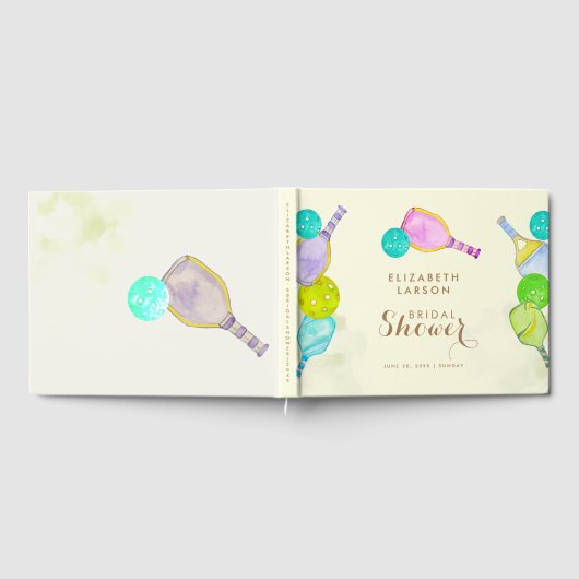 Sport Lover Wasserfarbe Pickleball Themed Bridal Gästebuch (Voll)