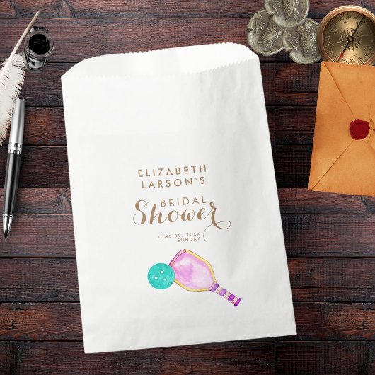Sport Lover Wasserfarbe Pickleball Themed Bridal Geschenktütchen