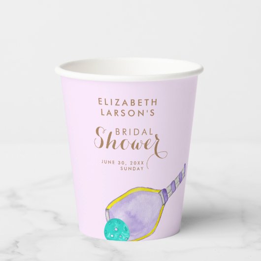 Sport Lover Wasserfarbe Pickleball Themed Bridal Pappbecher (Vorderseite)