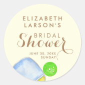 Sport Lover Wasserfarbe Pickleball Themed Bridal Runder Aufkleber (Vorderseite)