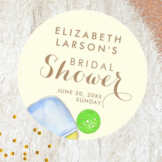 Sport Lover Wasserfarbe Pickleball Themed Bridal Runder Aufkleber