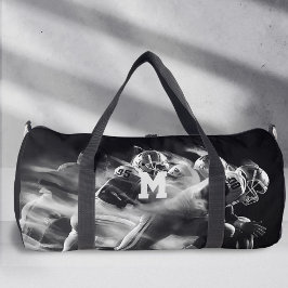 Sport Monogram, Black and White Football Duffle Bag