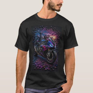 Sport Motorrad-Mosaik-Art-Grafik-T-Shirt T-Shirt