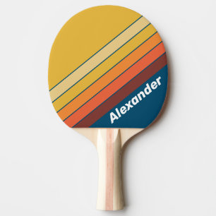 Sport Ocean Vintage Vibe Streifen mit Namen Tischtennis Schläger