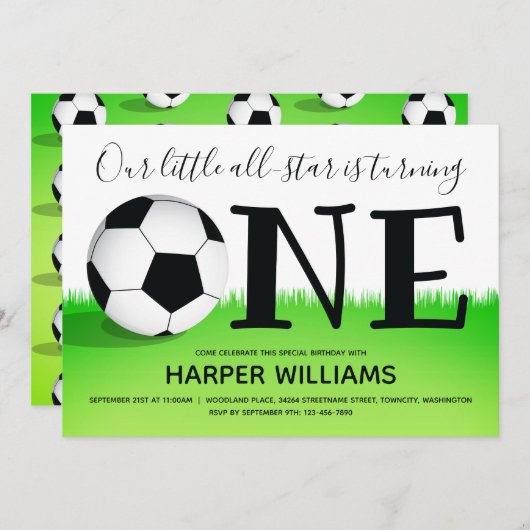 Sport One Fußball Fußball Erstgeburt Einladung (Vorne/Hinten)