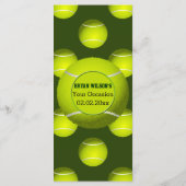 Sport Party Tennisthema Persönliche Menükarten (Rückseite)