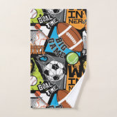 Sport Pattern With Balls Badhandtuch Set (Handtuch)