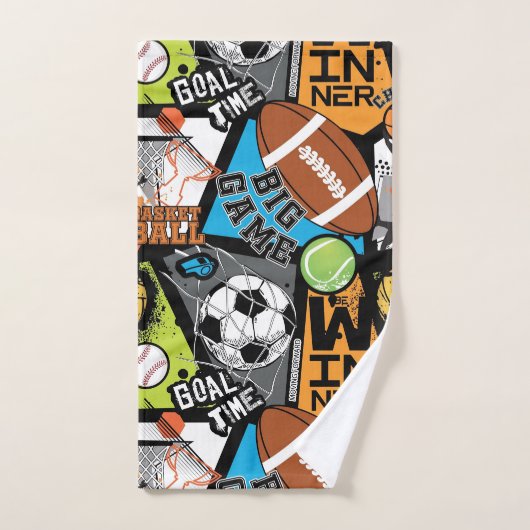 Sport Pattern With Balls Badhandtuch Set (Handtuch)