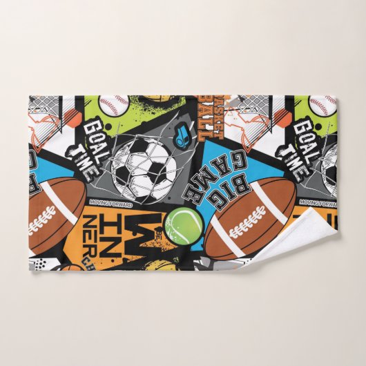 Sport Pattern With Balls Badhandtuch Set (Handtuch)