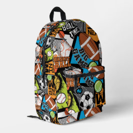 Sport Pattern With Balls Bedruckter Rucksack