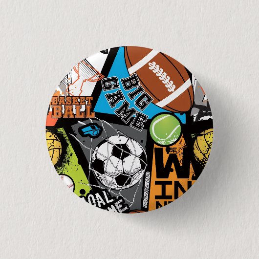 Sport Pattern With Balls Button (Vorderseite)