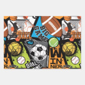 Sport Pattern With Balls Geschenkpapier Set (Vorderseite 2)