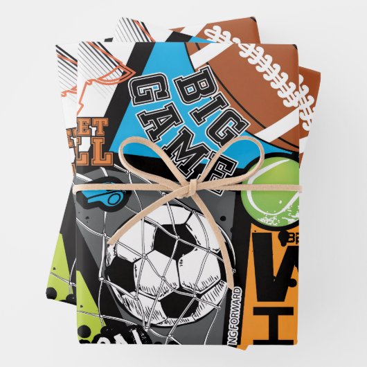 Sport Pattern With Balls Geschenkpapier Set (Beispiel)