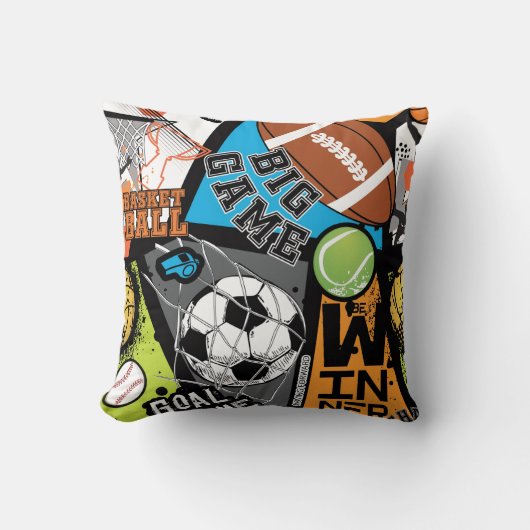 Sport Pattern With Balls Kissen (Vorderseite)