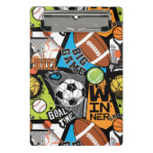 Sport Pattern With Balls Mini Klemmbrett (Vorderseite)