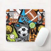 Sport Pattern With Balls Mousepad (Mit Mouse)