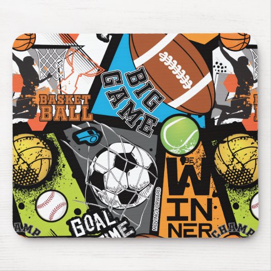 Sport Pattern With Balls Mousepad (Vorne)