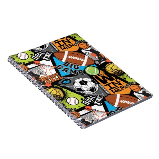 Sport Pattern With Balls Notizblock (Rechte Seite)
