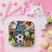 Sport Pattern With Balls Pappteller (Party)