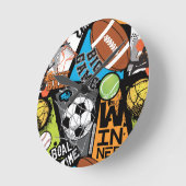 Sport Pattern With Balls Runde Wanduhr (Winkel)