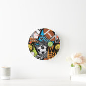 Sport Pattern With Balls Runde Wanduhr (Zuhause)