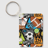 Sport Pattern With Balls Schlüsselanhänger (Vorderseite)