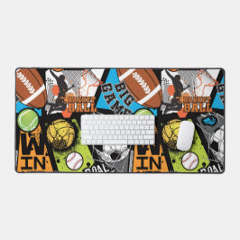 Sport Pattern With Balls Schreibtischunterlage