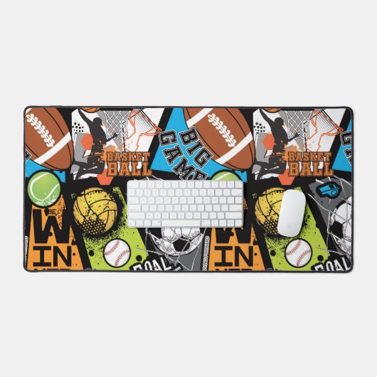 Sport Pattern With Balls Schreibtischunterlage (Tastatur & Maus)