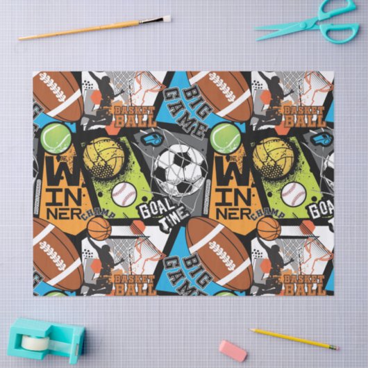 Sport Pattern With Balls Seidenpapier (Basteln)