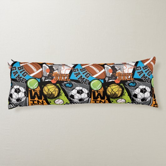 Sport Pattern With Balls Seitenschläferkissen (Rückseite)