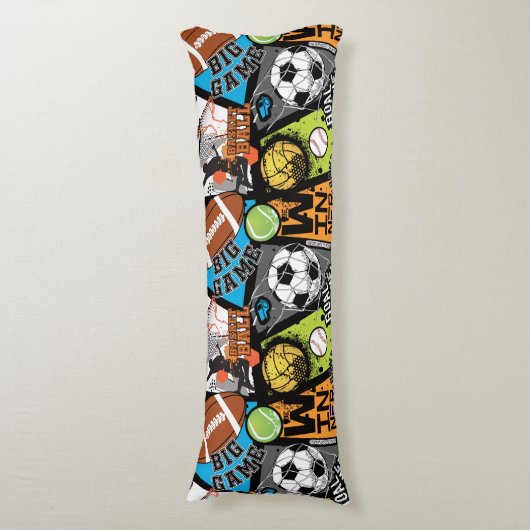 Sport Pattern With Balls Seitenschläferkissen (Vorderseite Vertikal)