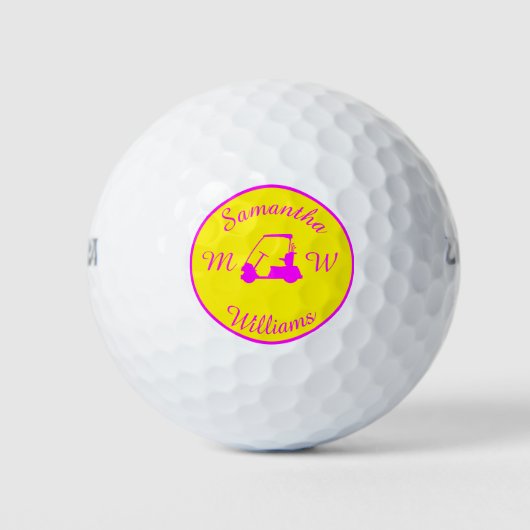 Sport Pink Golf Buggy Kunst Silhouette Golfplätze Golfball (Vorderseite)